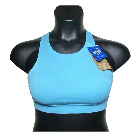 Brooks 40DDE Drive 3 Pocket Run Bra Vivid Teal Compression Wicking Quick Dry - Picture 4 of 11